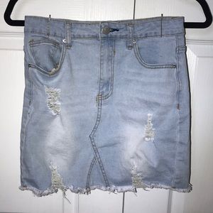 lightwash denim skirt